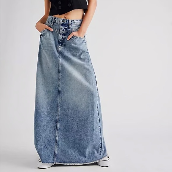 Free People Dresses & Skirts - Free People We The Free Denim Maxi Skirt Size 12